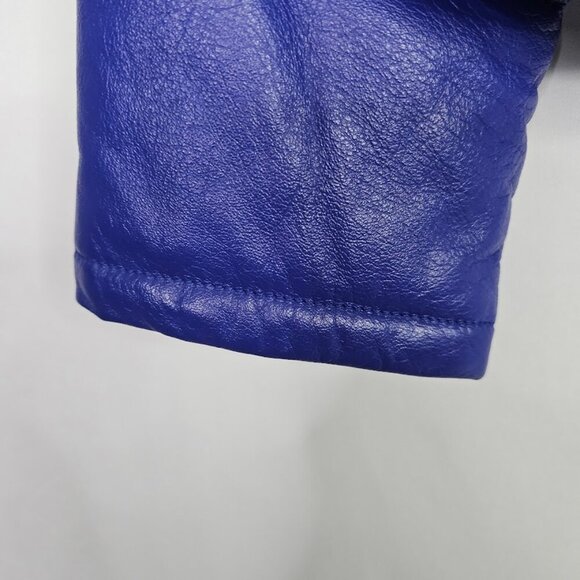 NEW WILSONS LEATHER Bomber Jacket Coat BLUE PURPLE size S Retro Y2K Women's Chic - Picture 7 of 8